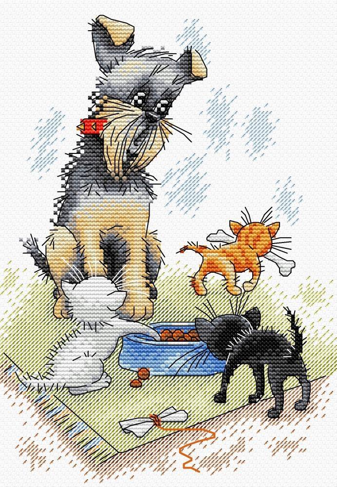 Dog &#x26; Puppies SM-204 Counted Cross Stitch Kit