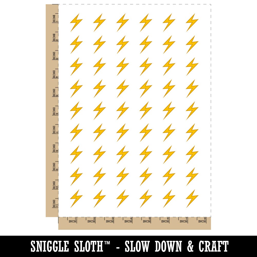 Lightning Bolt Thunderbolt Outline Temporary Tattoo Water Resistant Fake Body Art Set Collection (1 Sheet)