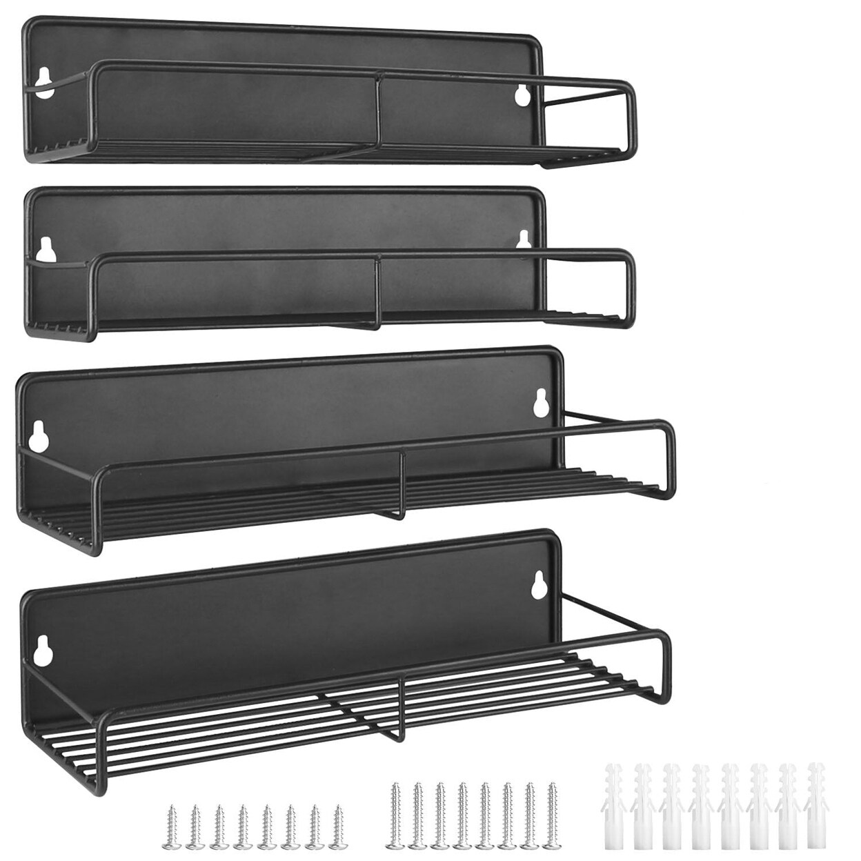 SKUSHOPS 4Pack Strong Magnetic Spice Rack Organizer Fridge Storage Shelf for Jars Seasoning Tins Utensils Space Saver Holder
