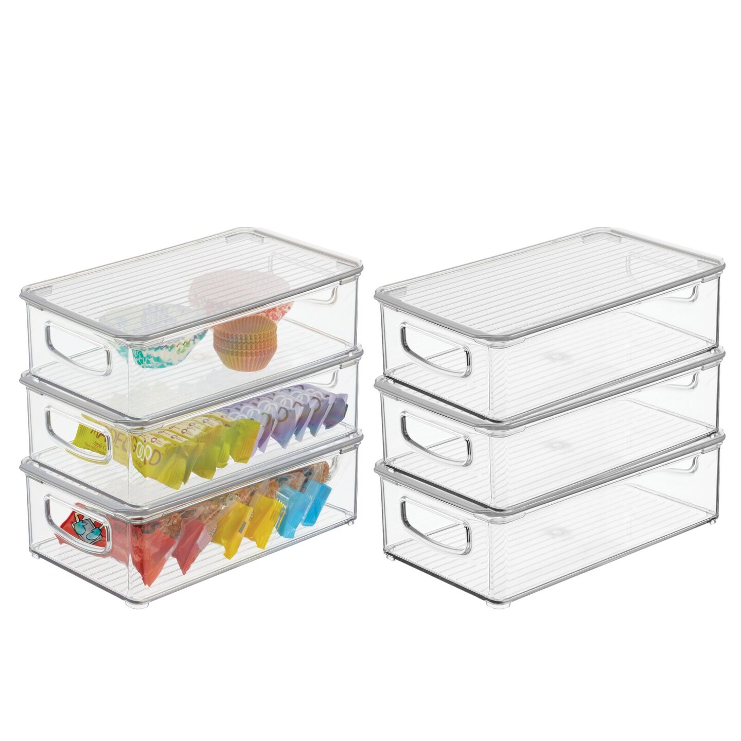 mDesign Plastic Storage Bin Box Container, Lid and Handles