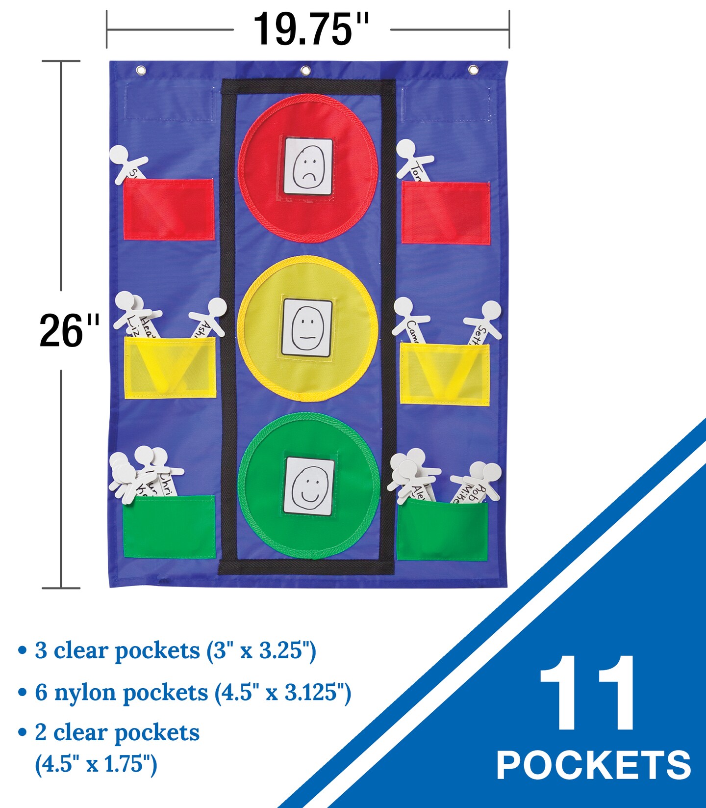 Carson Dellosa 26&#x22; x 19.75&#x22; Stoplight Behavior Pocket Chart for Classroom, Behavioral Learning Tool With 30 Dry-Erase Student Sticks and Pockets for Homeschool or Classroom Behavior Management