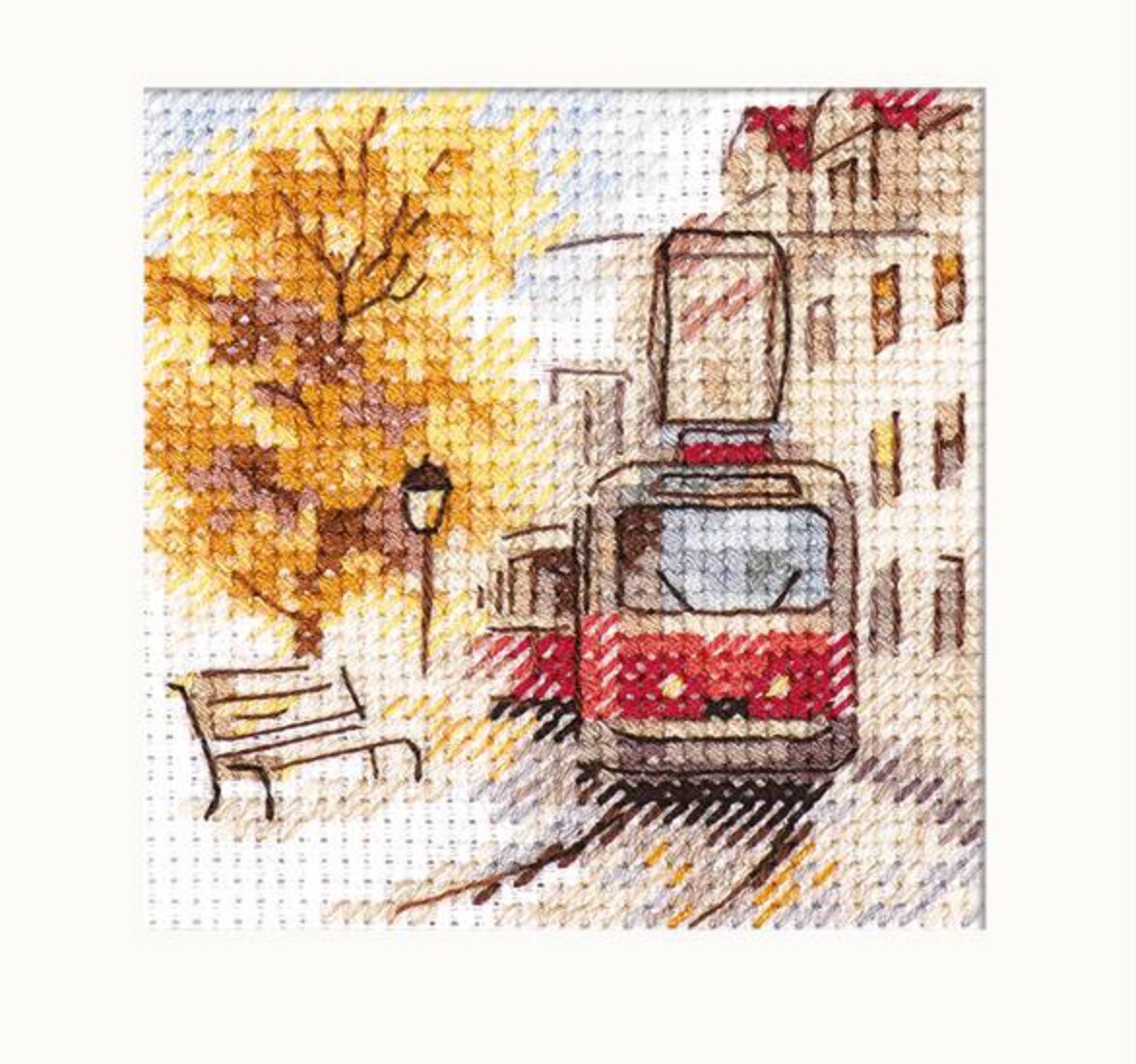 Autumn in the city. The tram  0-217 Counted Cross-Stitch Kit