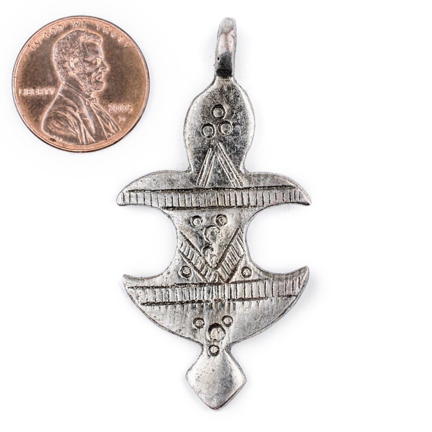 TheBeadChest Mahbes Silver Moroccan Tuareg Pendant (27x54mm): North African Tribal Berber Moroccan Sahara Pendant for Jewelry