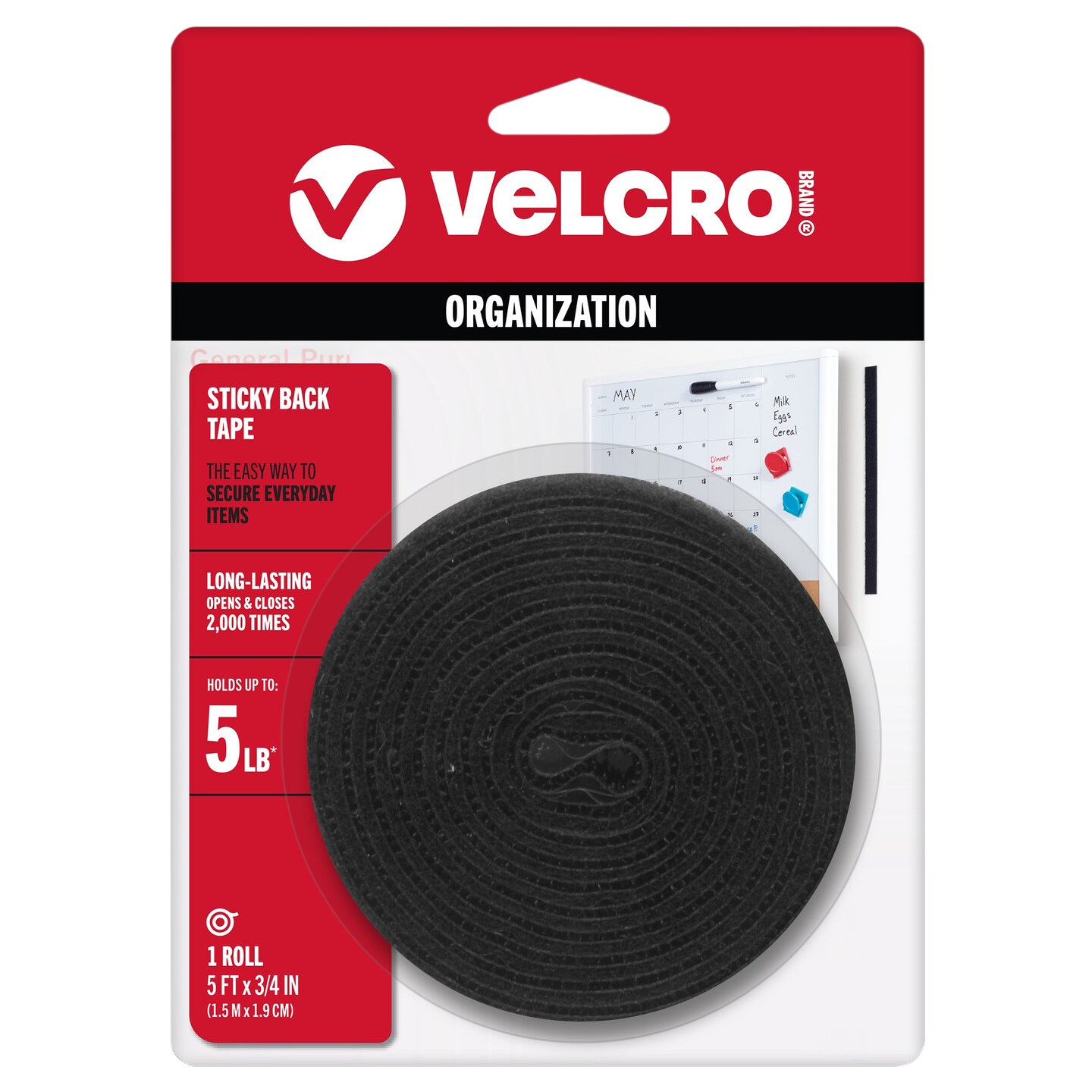 VELCRO(R) Brand Sticky Back Tape .75&#x22;X5&#x27;-Black