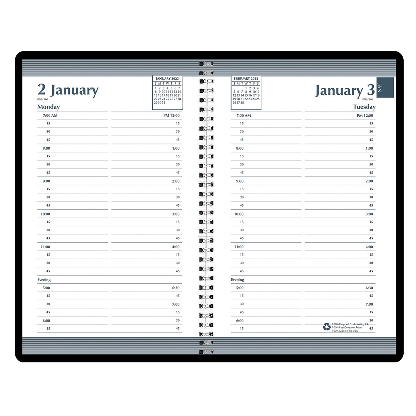 Recycled Daily Calendar Planner Black Cover