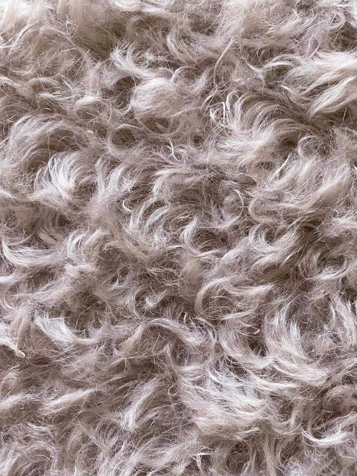 Steiff Schulte German 100% Mohair Fur Fabric for Teddy Bears DIY Backing 100% Cotton (13.75 x 19.7 inch 5973 Beige Curly)