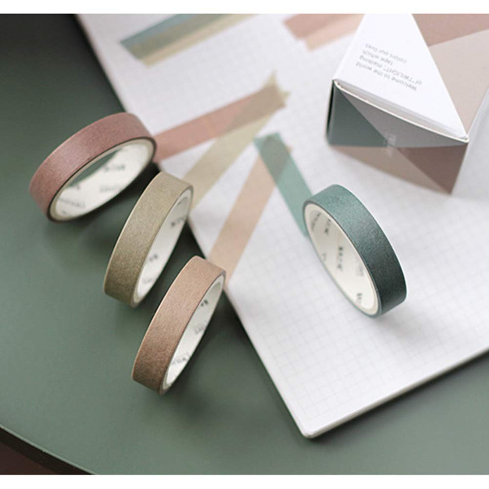 Natural Color Washi Tape Set 4 Rolls Decorative Tapes for Arts, DIY Crafts, Journals, Planners, Scrapbooking, Wrapping -Neutral Color- (4-Grey Green)
