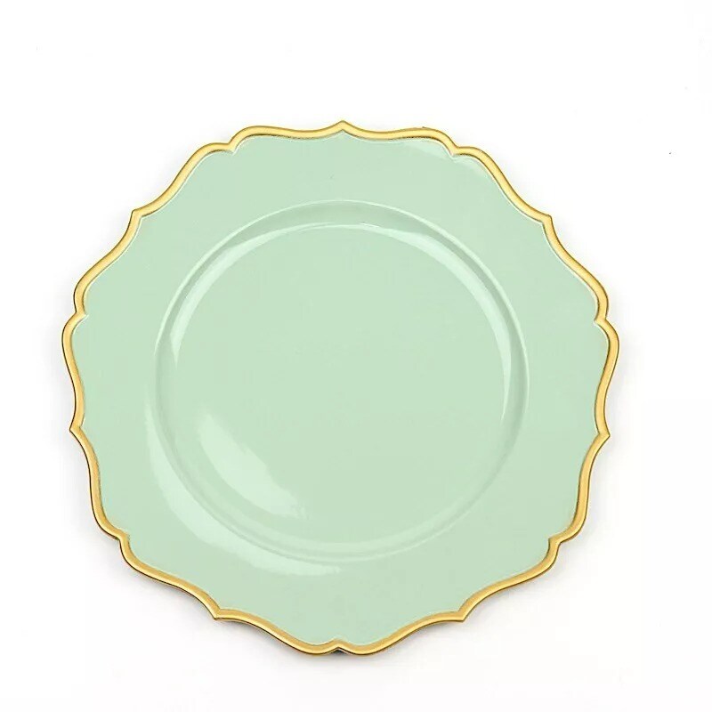 SAGE GREEN 6 Round 13&#x22; Metallic Acrylic CHARGER PLATES