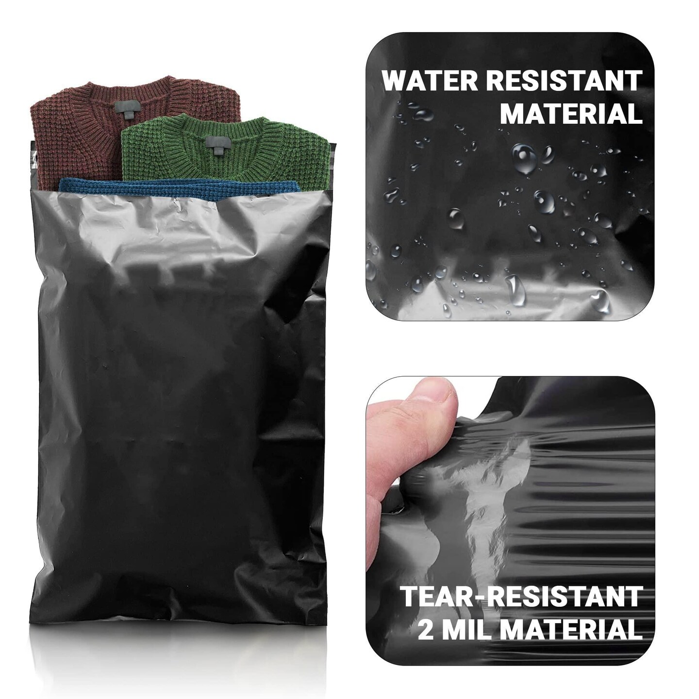 Amiff Large Poly Mailers 19 x 24 Pack of 50 Black Poly Shipping Bags for Clothing Waterproof Mailers Poly Bags for Shipping 2 Mil Thick Plastic Mailing Bags for Shipping Clothes 19 x 24