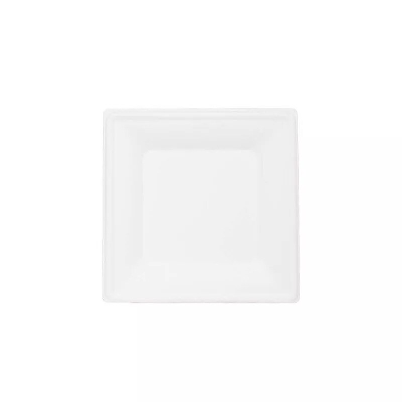 50 Square 8&#x22; WHITE Bagasse Sustainable Salad PLATES