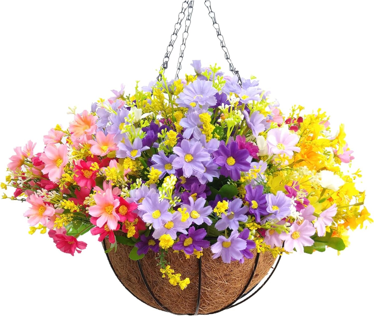 Artificial Daisy Hanging Basket: Charming Indoor/Outdoor Decor