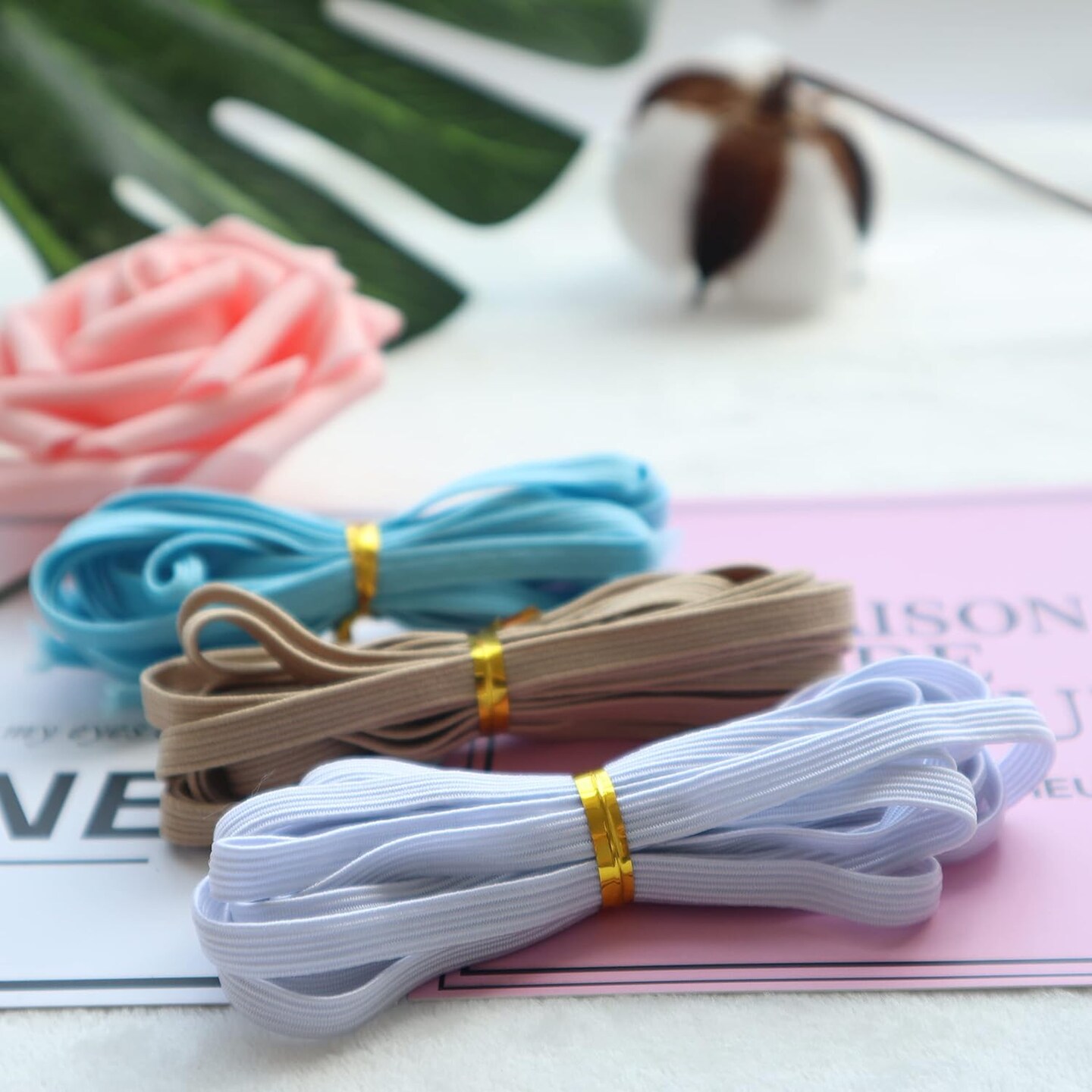 Elastic Bands 16 Colors 52 Yards 1/4 Inch Elastic for Sewing Masks, Headbands, Hair Bands, Shorts Waist, Shoe Laces, Wigs, Bracelets, Crafts DIY Projects(16 Colors 3m per Color)