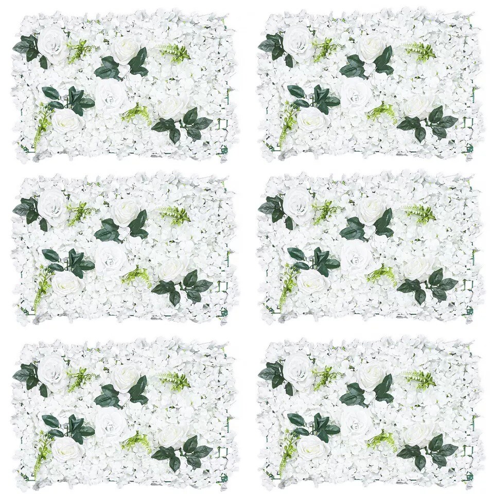 6-Pieces Hydrangea Rose Flower Wall Panels for Wedding Backdrops