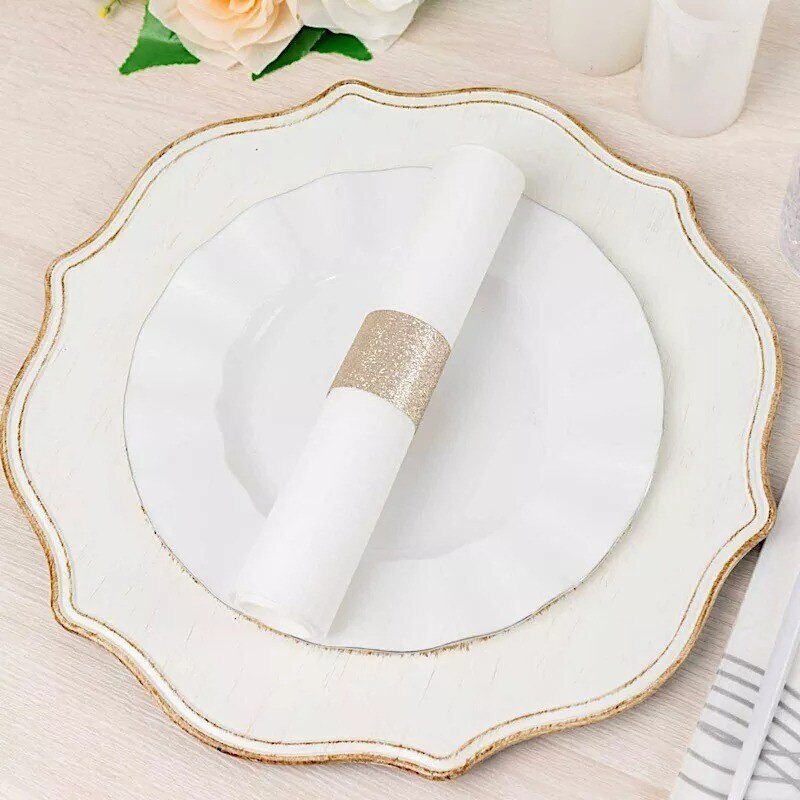 50 BEIGE Glittered Disposable Paper NAPKIN RINGS