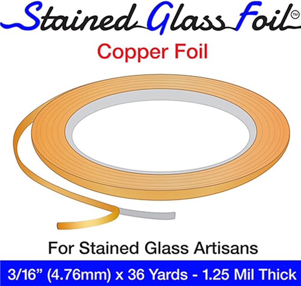 Stained Glass Foil 3/16"1.25Mil x36Yds.Copper Foil Tape for Glass