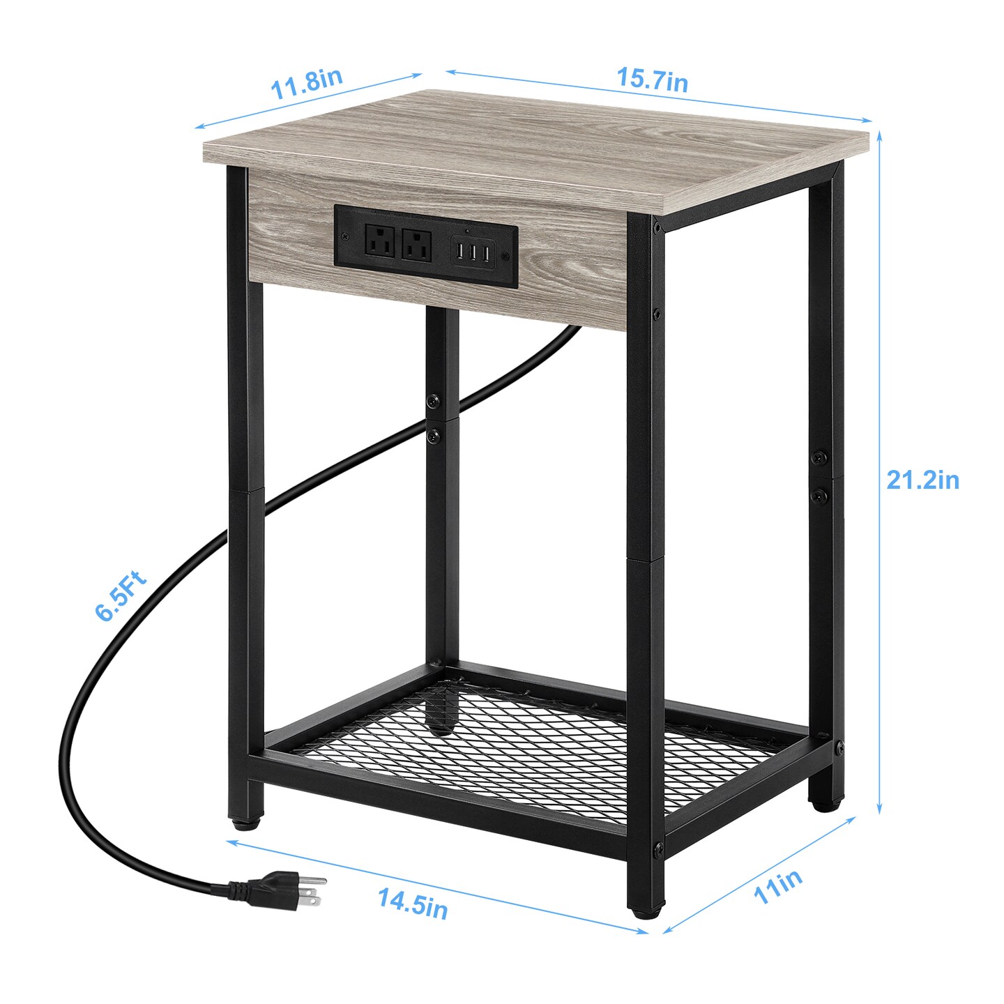 Small End Table with Charging Station