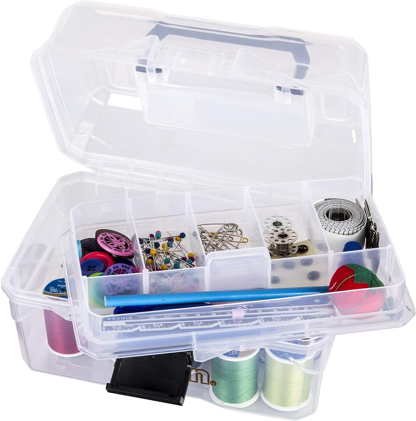 Small Project Box, Portable Art &#x26; Craft Organizer with Lift-Out Tray, [1] Plastic Storage Case, Clear