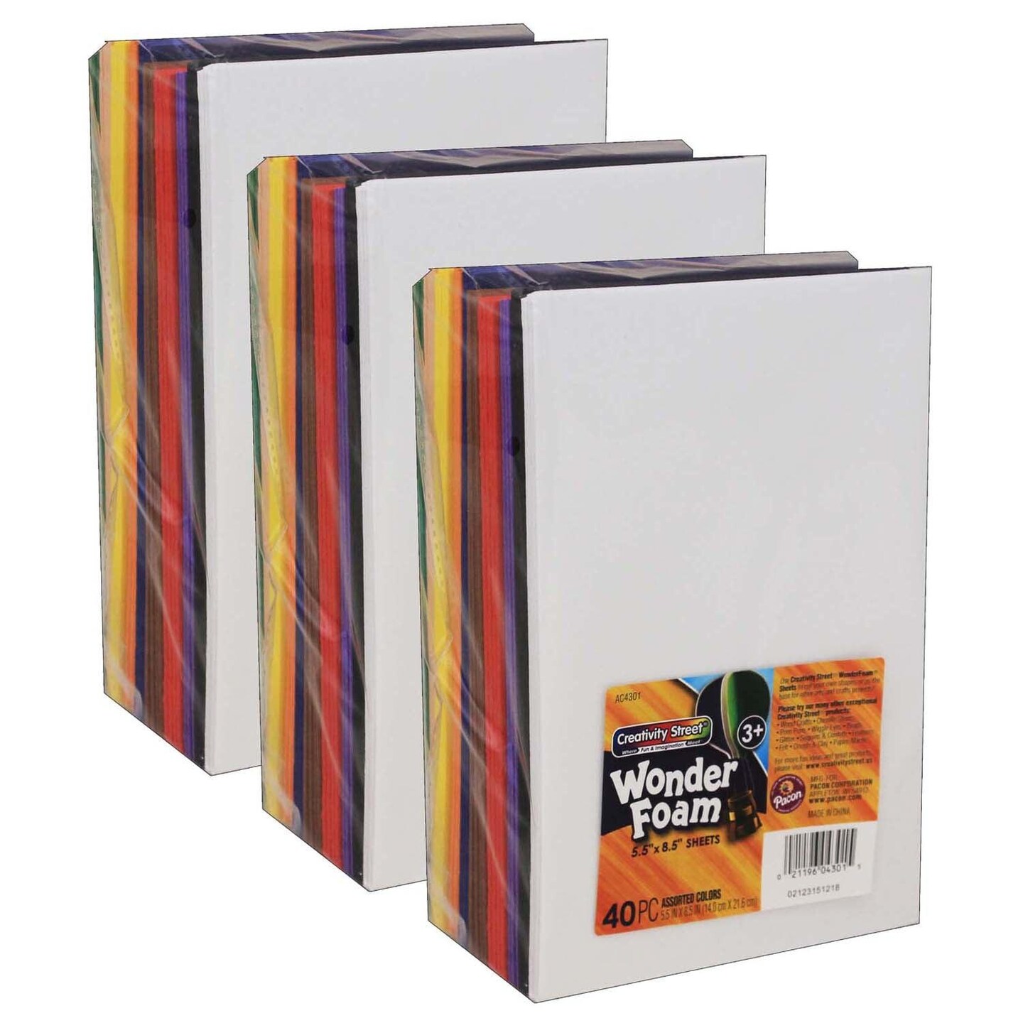WonderFoam&#xAE; Sheets, Assorted Colors, 5.5&#x22; x 8.5&#x22;, 40 Sheets Per Pack, 3 Packs