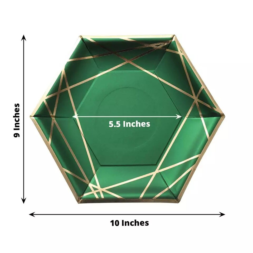 25 Hunter Green 9&#x22; Hexagon Paper Salad Dinner Plates