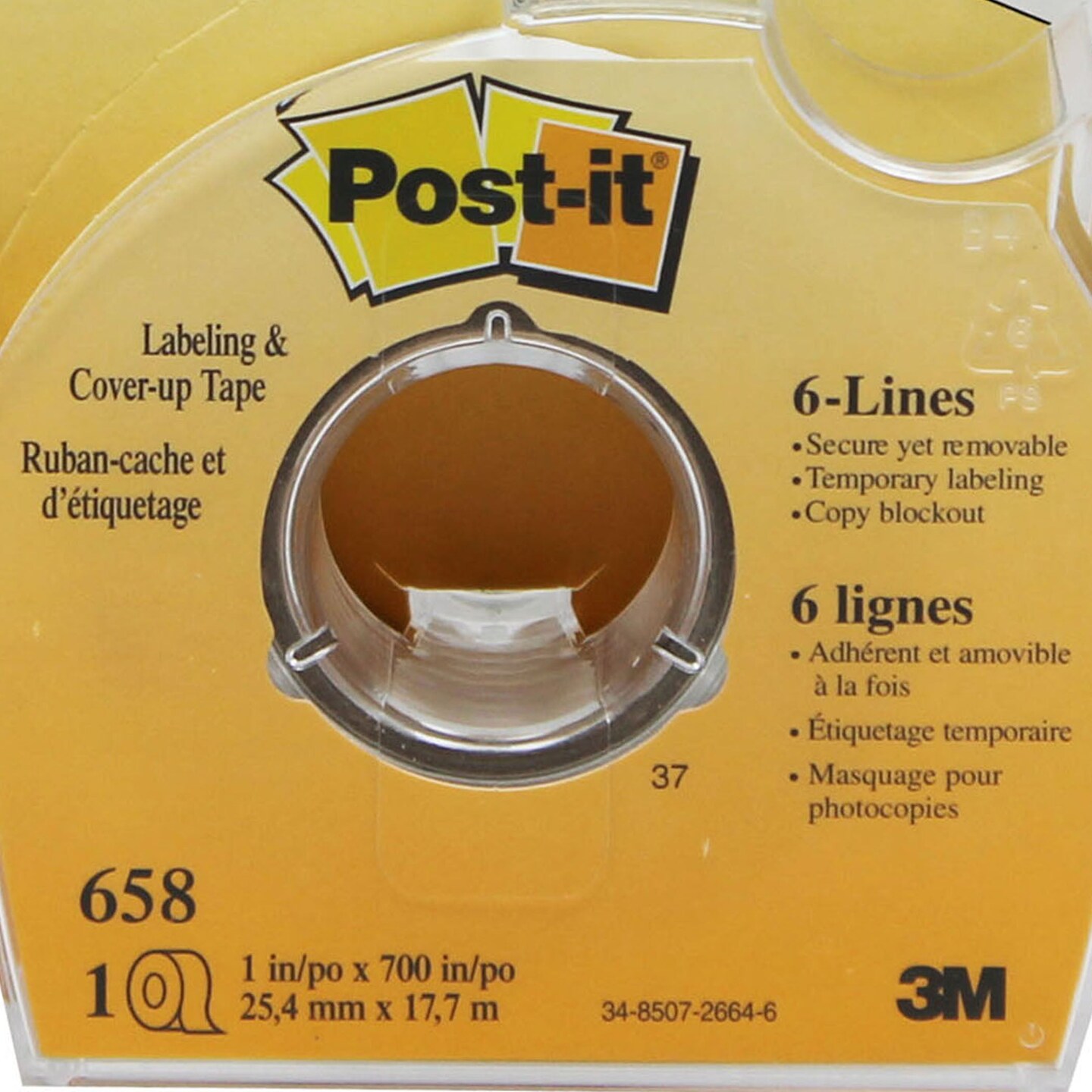 Labeling &#x26; Cover-up Tape, 1&#x22; x 700&#x22; Per Roll, 3 Rolls