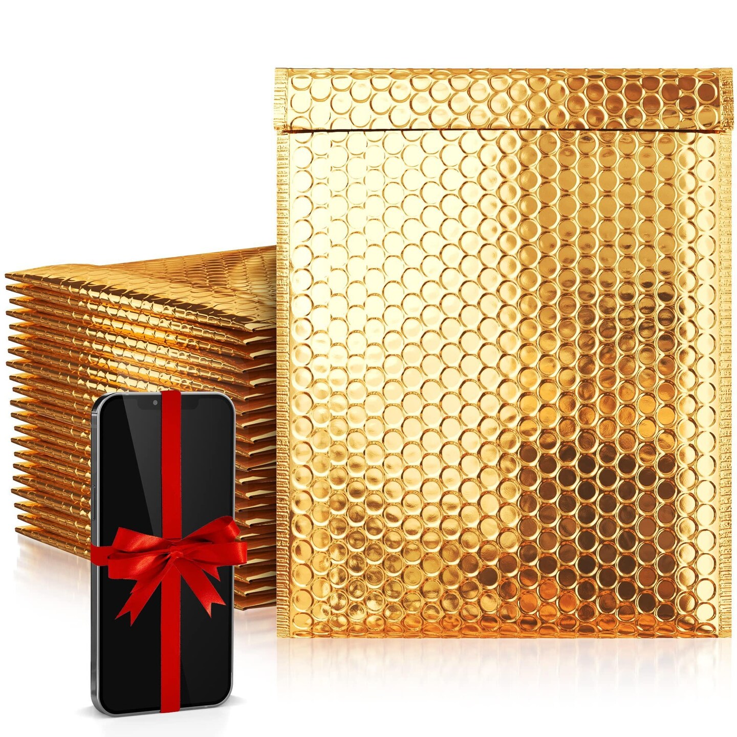 Gold Bubble Mailers 7.25 x 11 Pack of 25 Shiny Gift Bubble Envelopes with Sturdy SelfAdhesive Seal Cushioning Padded Shipping Envelopes Waterproof Bubble Mailers Metallic Padded Mailers
