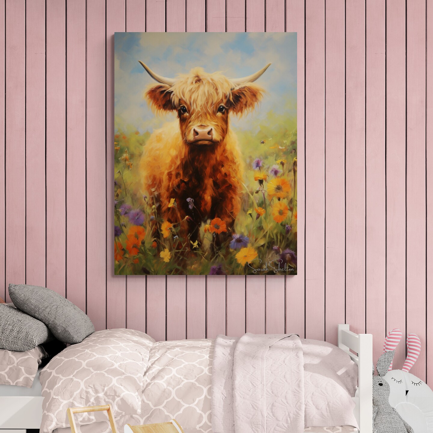 Hand Painted Cow Print on Premium Canvas Farmhouse Wall Decor for Nursery Gift for Farmer Ranch Home Decor Gift product 2