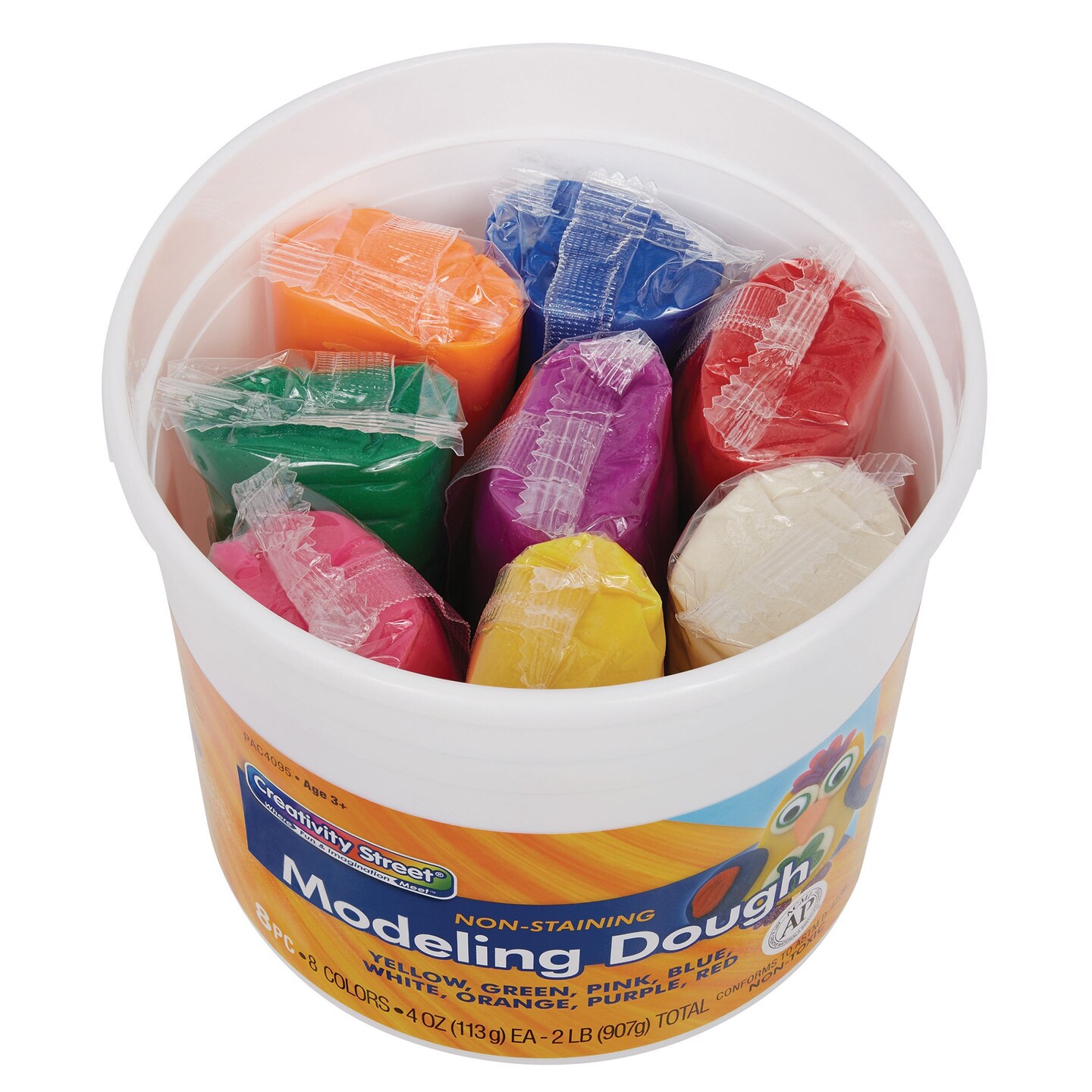 Modeling Dough, 8 Assorted Colors, 4 oz. Per Piece, 8 Pieces Per Pack, 3 Packs