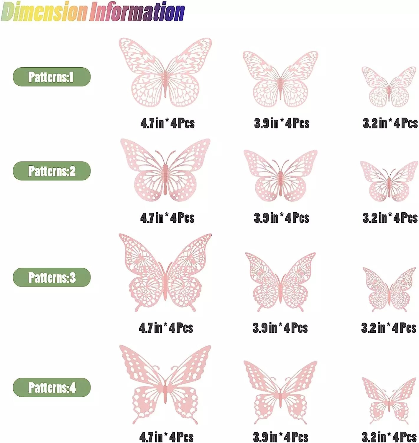 Kitcheniva 3D Pink Butterfly Wall Decor 48 Pcs