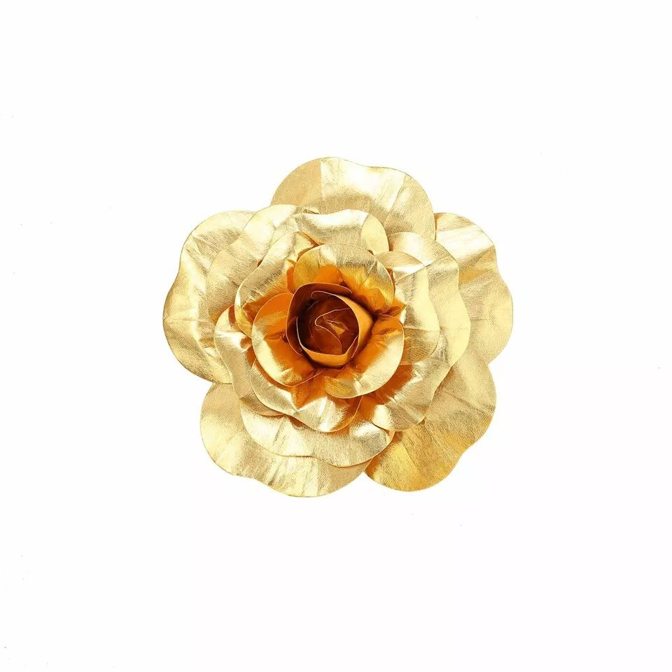 4 pcs 12&#x22; Gold Artificial Large Roses Flowers Wall Backdrop