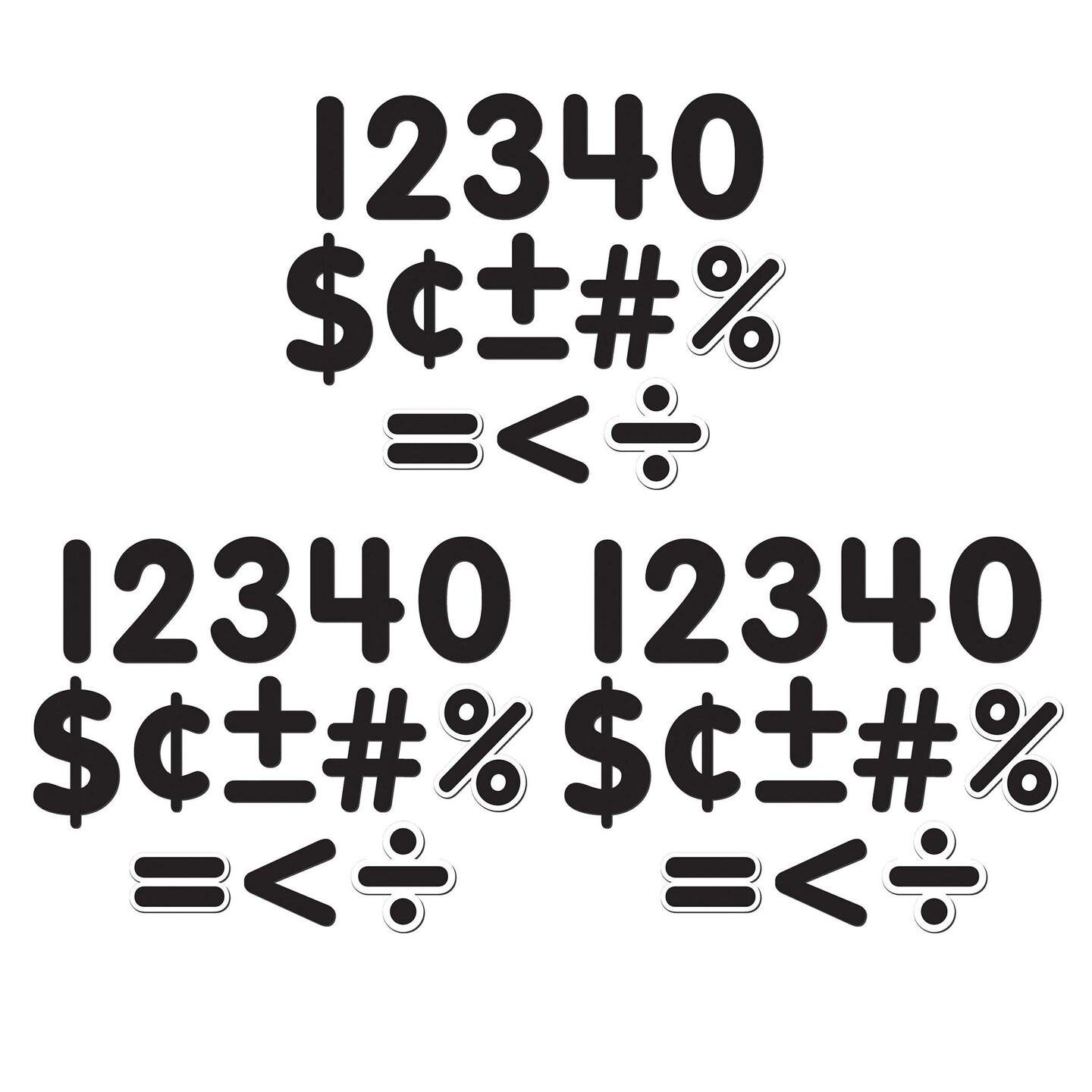 Black Classic 2-1/2" Magnetic Numbers, 65 Pieces Per Pack, 3 Packs