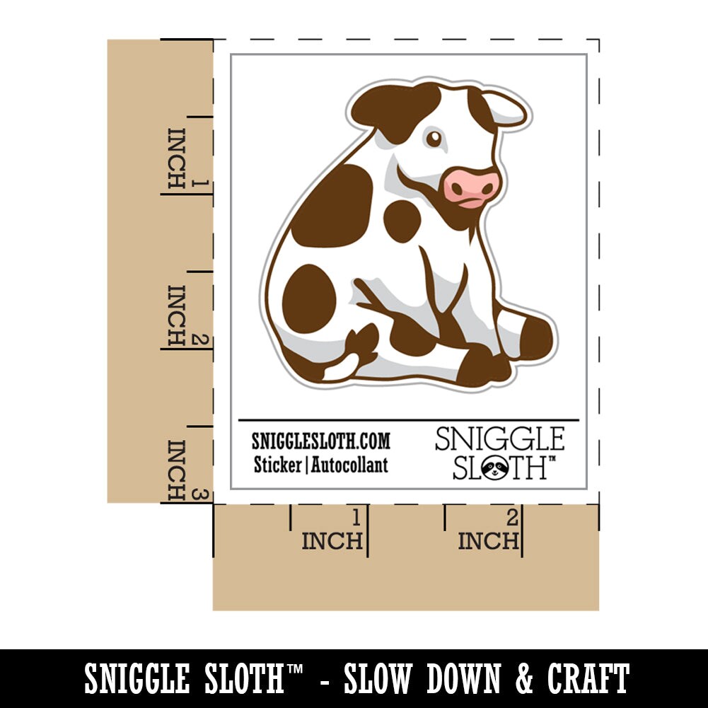 Resting Spotted Cow Sitting Waterproof Vinyl Phone Tablet Laptop Water Bottle Sticker Set - 5 Pack