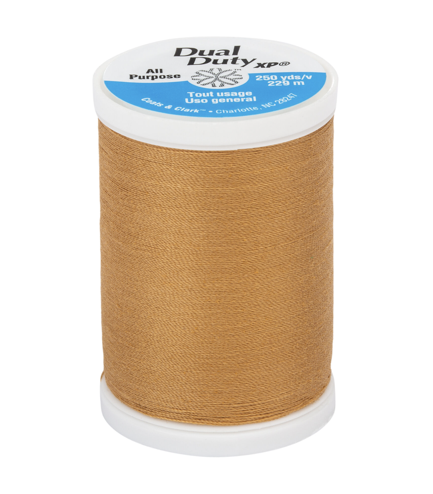 250 yards -- Dual Duty XP -- All Purpose Sewing Thread -- Golden Tan Color -- Ref. S910-8140 by Coats & Clark®