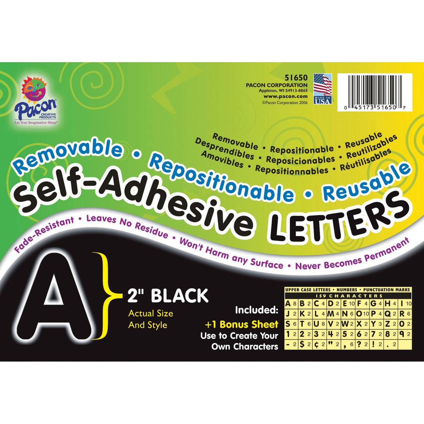 Self-Adhesive Letters, Black, Puffy Font, 2&#x22;, 159 Characters Per Pack, 2 Packs