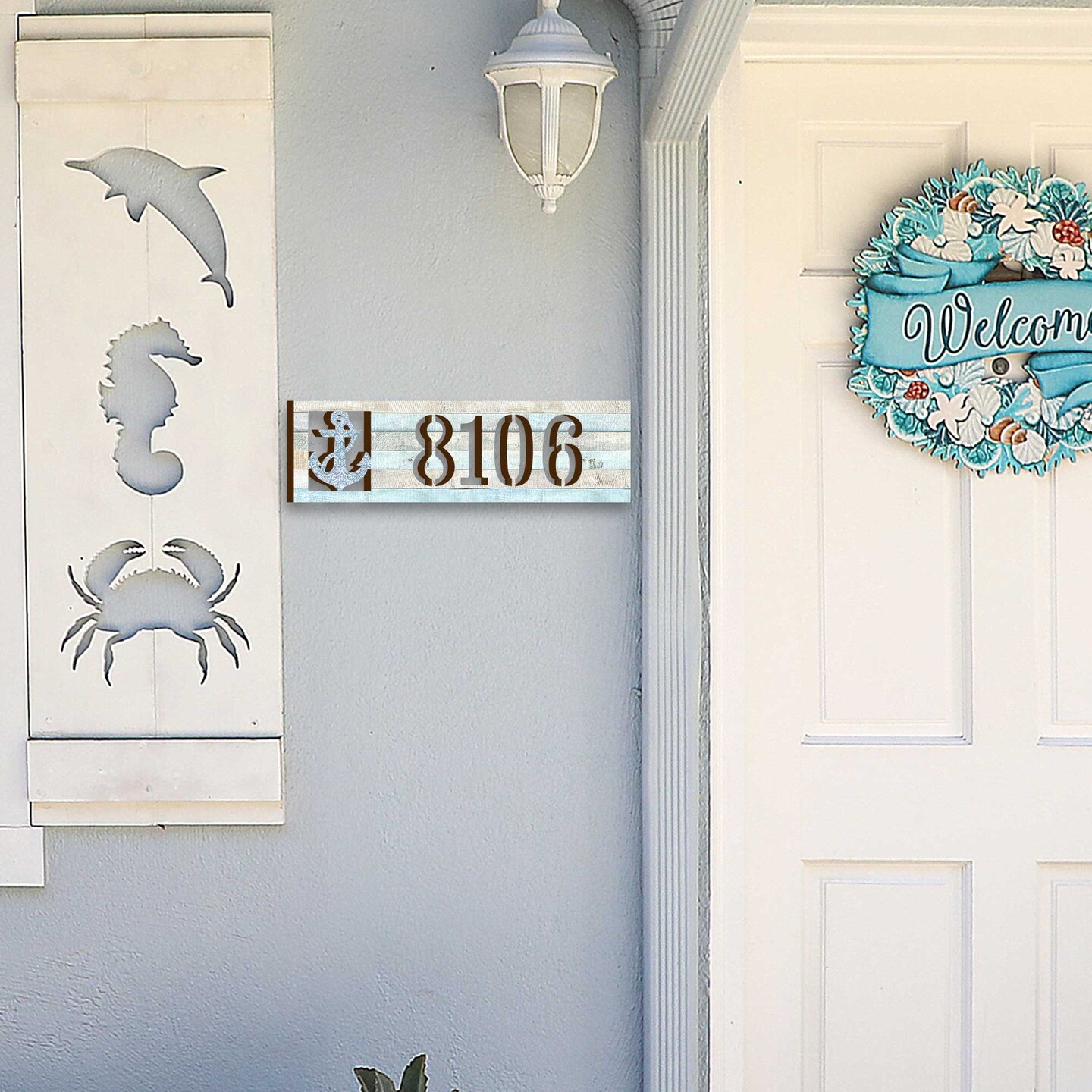 Anchor Wooden House Number Plaque | Address sign | Address House ...