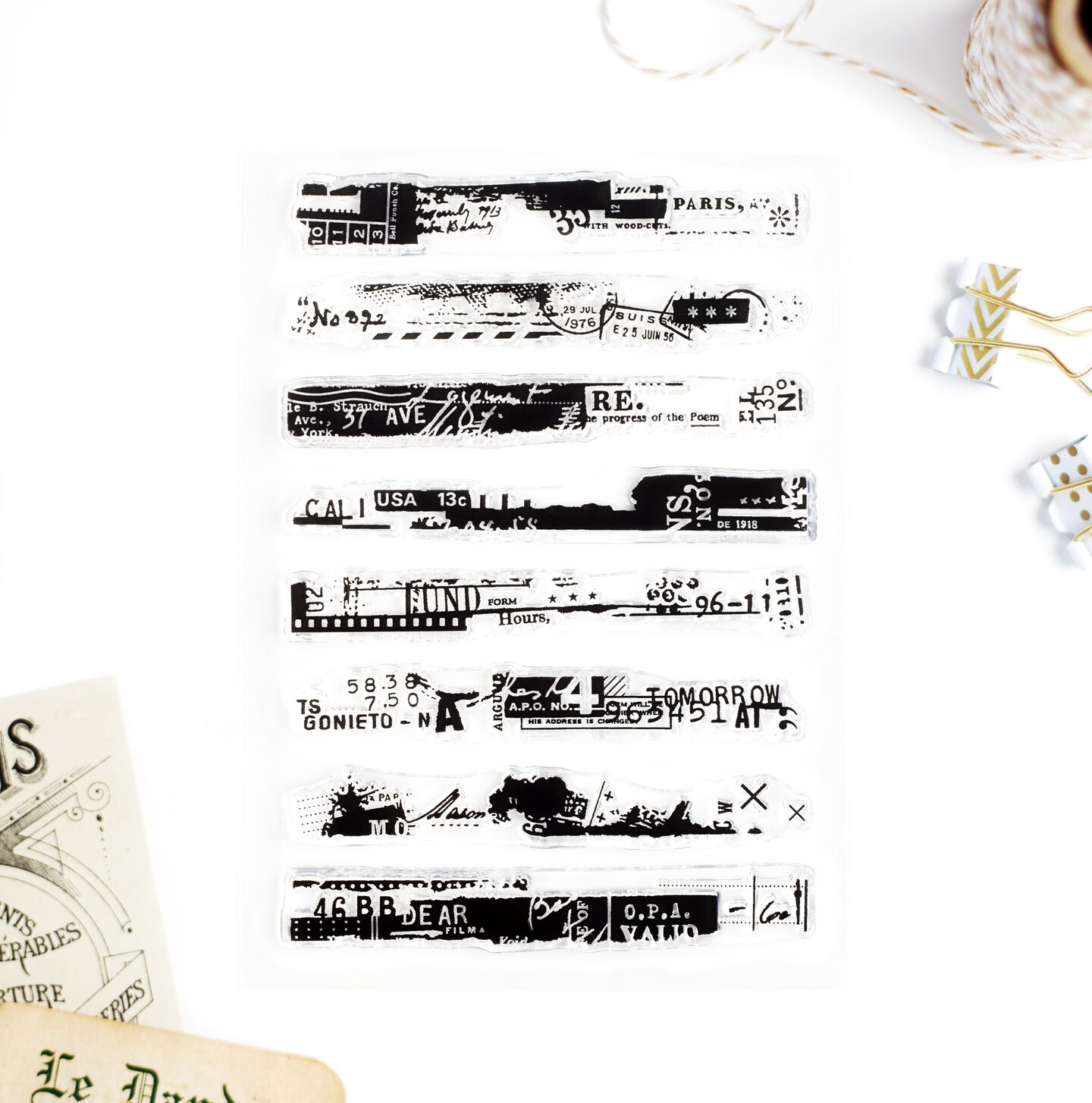Distressed Grunge Slim Collages, Clear Stamps 4x6 inch by Wintertime Crafts
