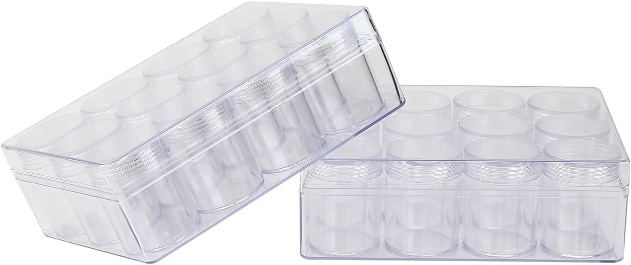 12 Grids Transparent Plastic Diamond Painting Storage Containers, Jewelry Earring Beads Sewing Pills Beads Organizers Storage Container Bottle(2 Pack)