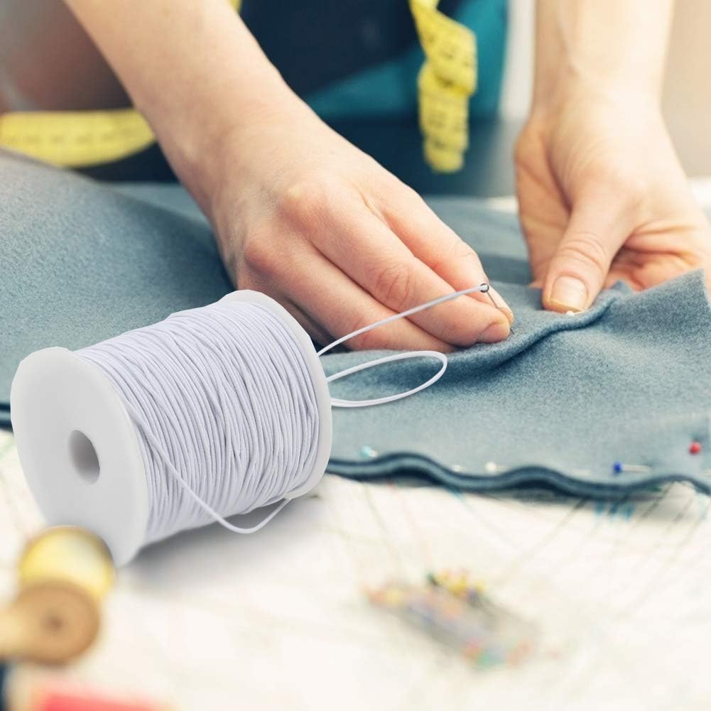 100 Yards White Elastic String Beading Cord Stretchy String for Bracelets, Necklace, Jewelry Making and Crafts,1MM