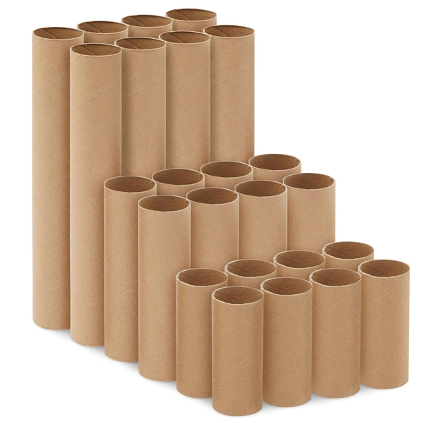 24 Brown Empty Paper Towel Rolls, 3 Size Cardboard Tubes for Crafts, DIY Art Projects (4, 6, and 10 Inches)