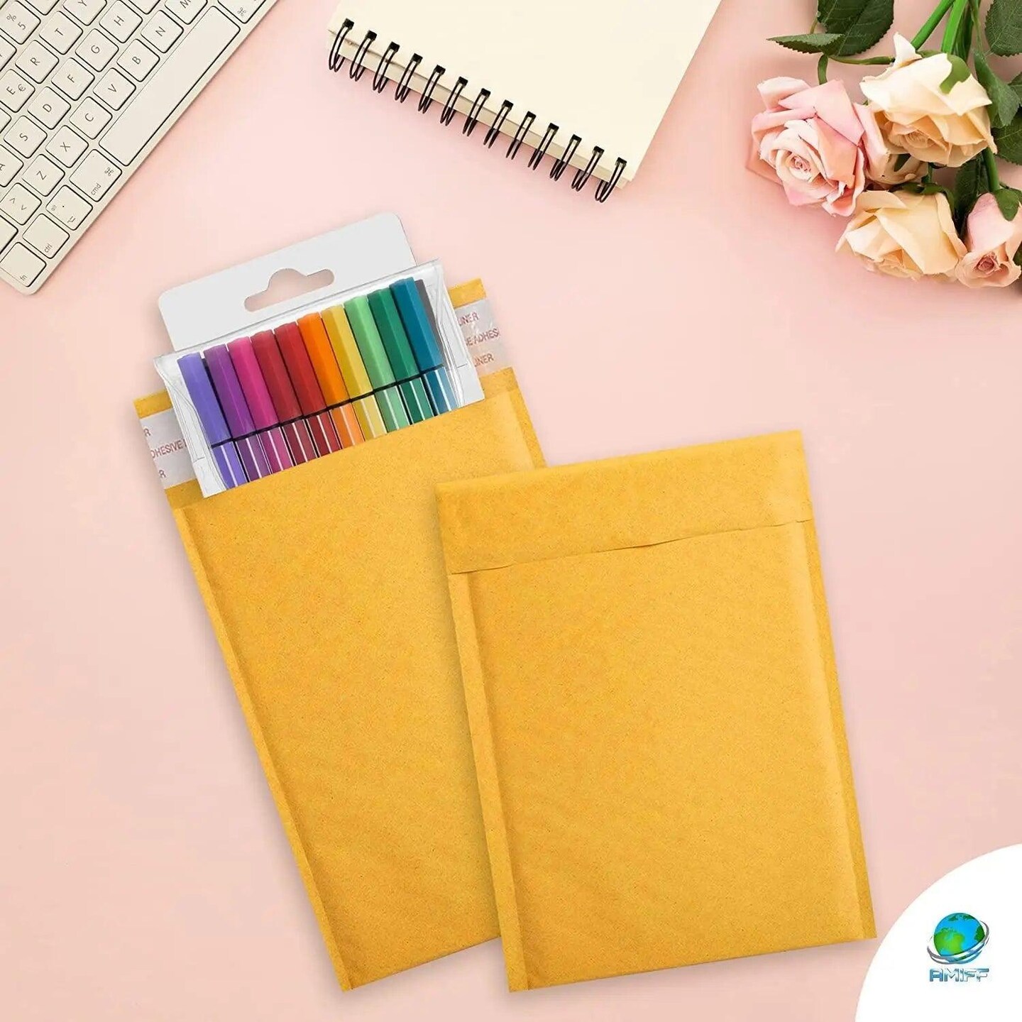 Pack of 20 Yellow Kraft Bubble Mailers 8.5 x 13 Paper Cushion Padded Envelopes 8 1/2 x 13 Peel and Seal for Mailing Bags Shipping Packing and Packaging Supplies