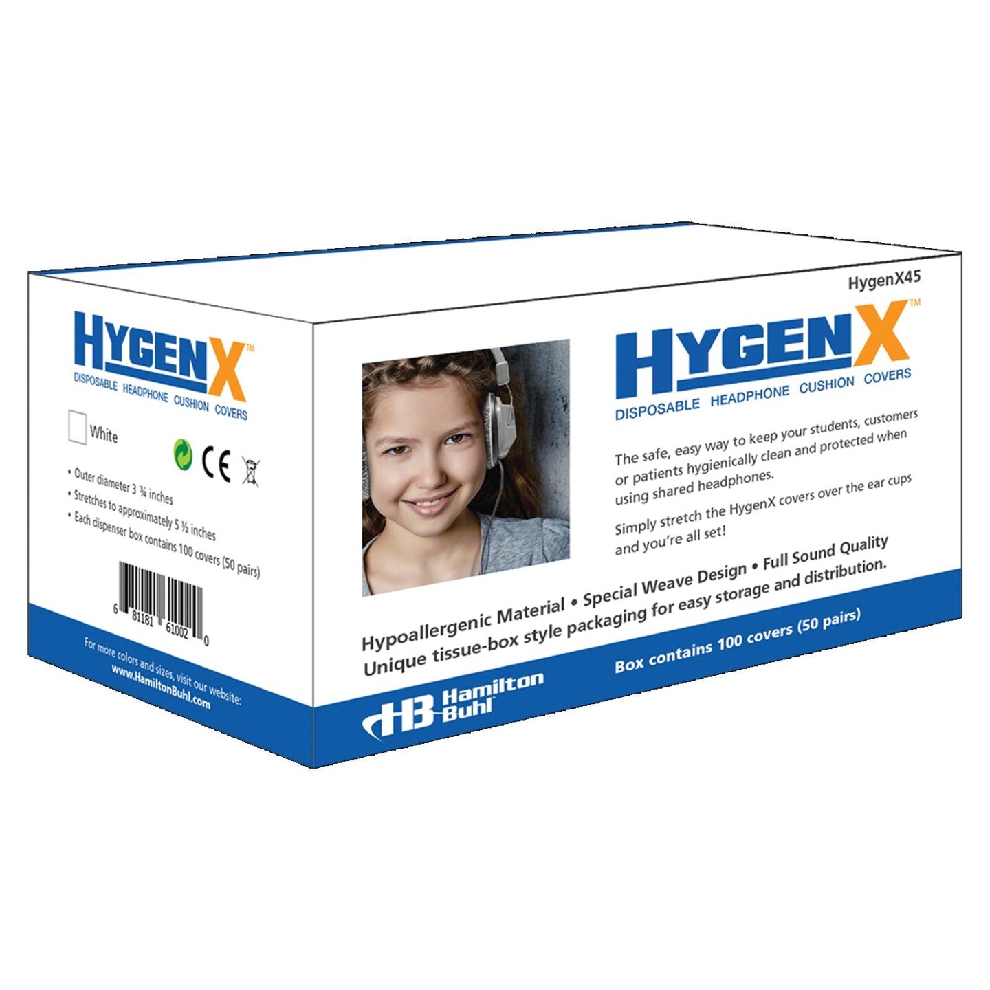 Hygenx Sanitary Ear Cushion Covers for Over-Ear Headphones &#x26; Headsets - 50 Pair