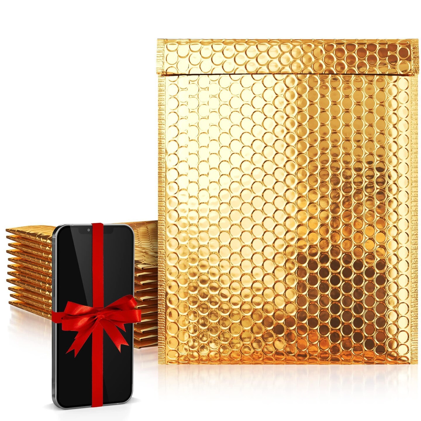 Gold Bubble Mailers 9.5 x 13.5 Pack of 10 Shiny Gift Bubble Envelopes with Sturdy SelfAdhesive Seal Cushioning Padded Shipping Envelopes Waterproof Bubble Mailers Metallic Padded Mailers