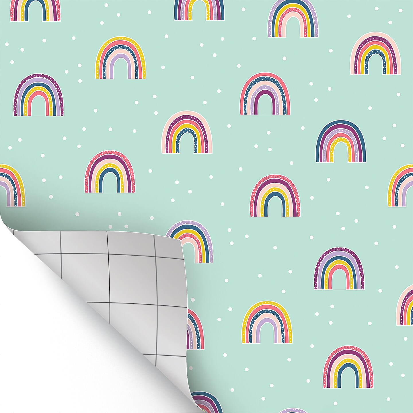 Peel and Stick Decorative Paper Roll, 17-1/2&#x22; x 10 ft, Oh Happy Day Rainbow