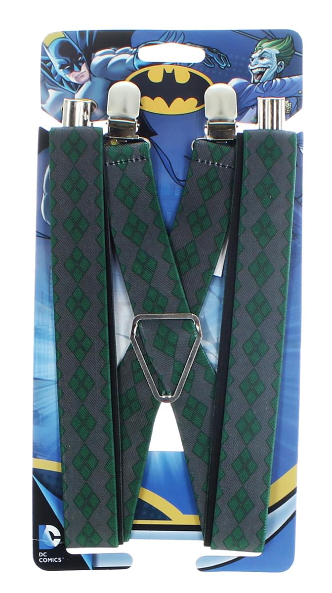 DC Comics The Joker Diamond Grey &#x26; Green Suspenders