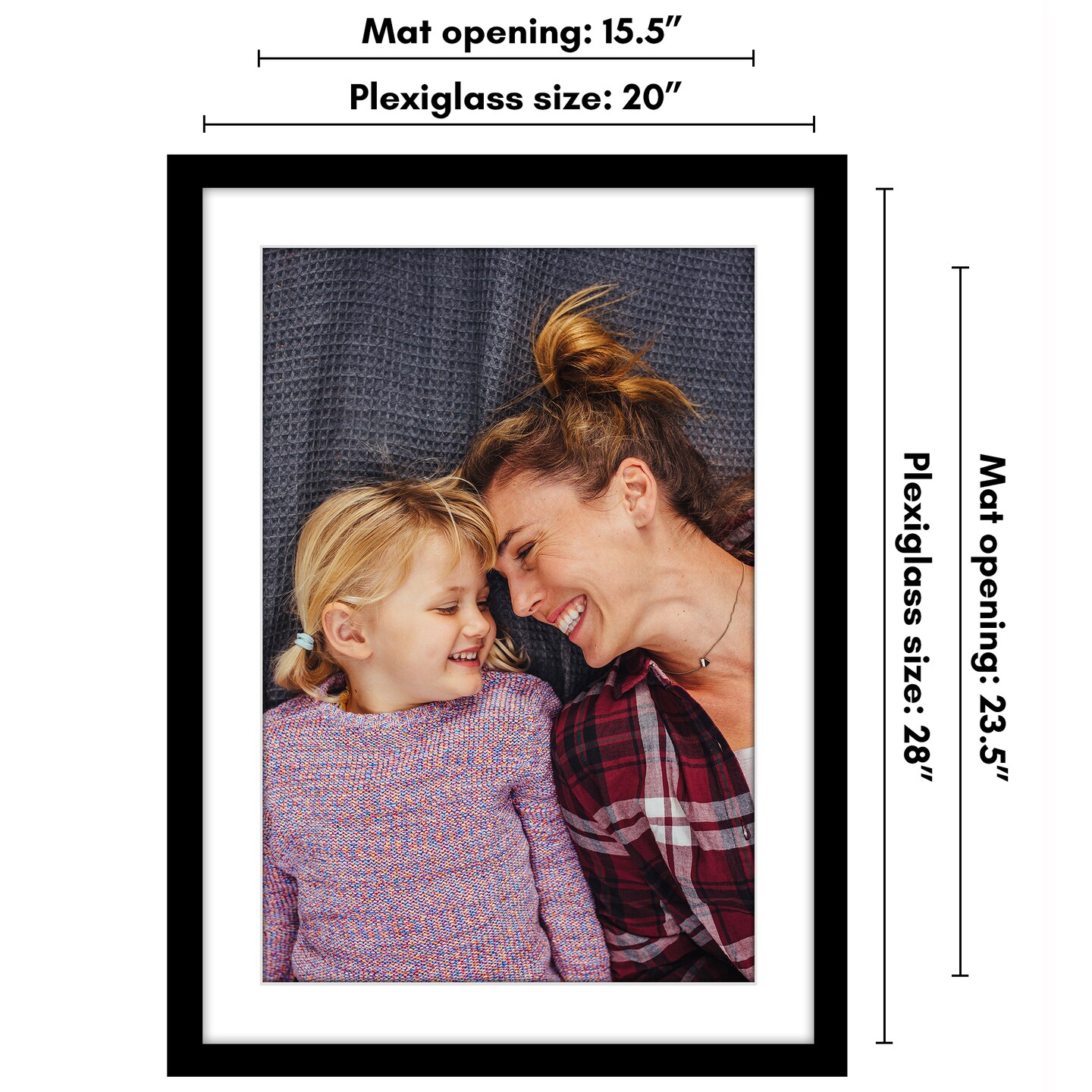 Americanflat Poster Frame with Mat - Large Picture Frame - Polished Plexiglass Cover - Hanging Hardware for Horizontal and Vertical Display - Black