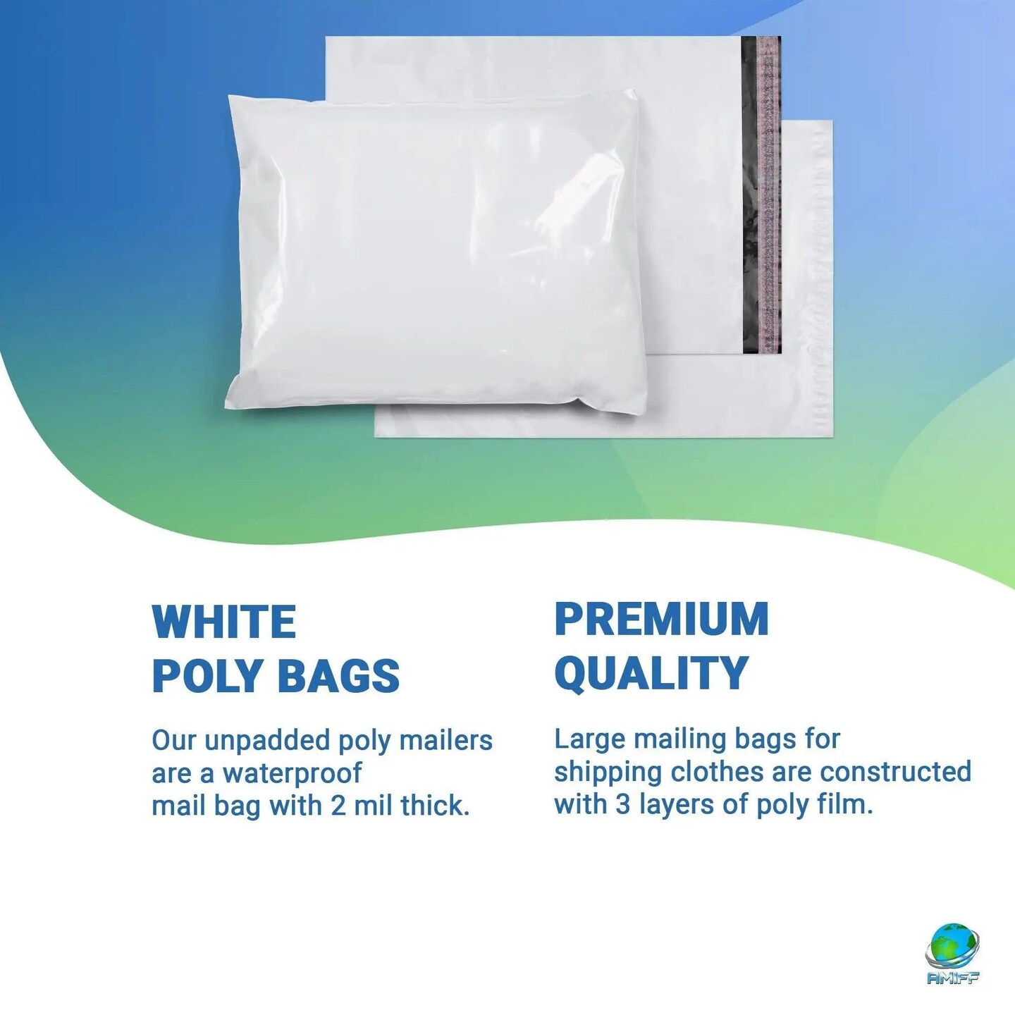 White Poly Mailers 7.5 x 10.5 Inch Size. Pack of 100 SelfSealing Polyethylene Mailing Envelopes. 7 1/2 x 10 1/2 Poly Mailer Bags 2 Mil Thick Waterproof Poly Shipping Bags for Clothing Books