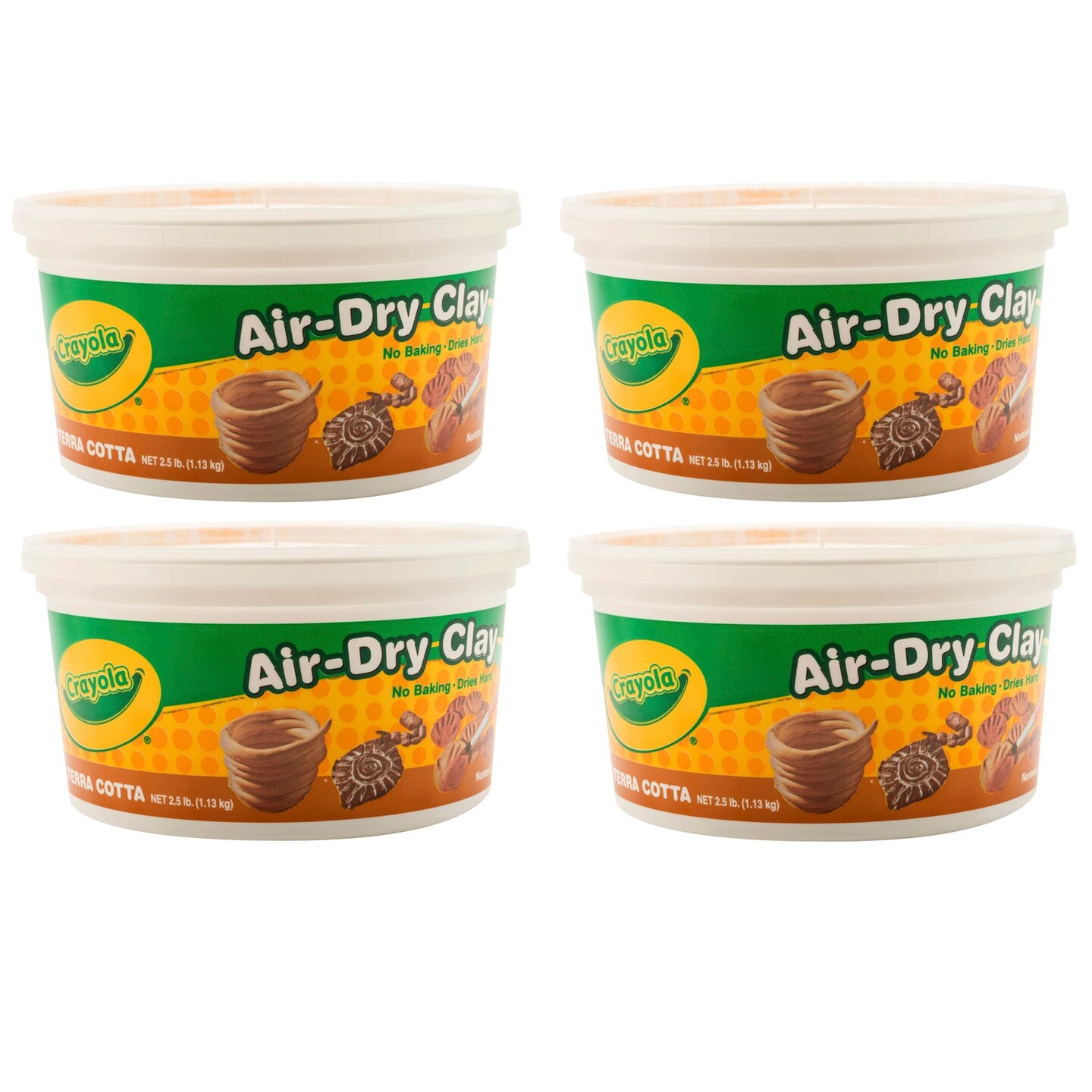 Air-Dry Clay, Terra Cotta, 2.5 lb Tub, Pack of 4