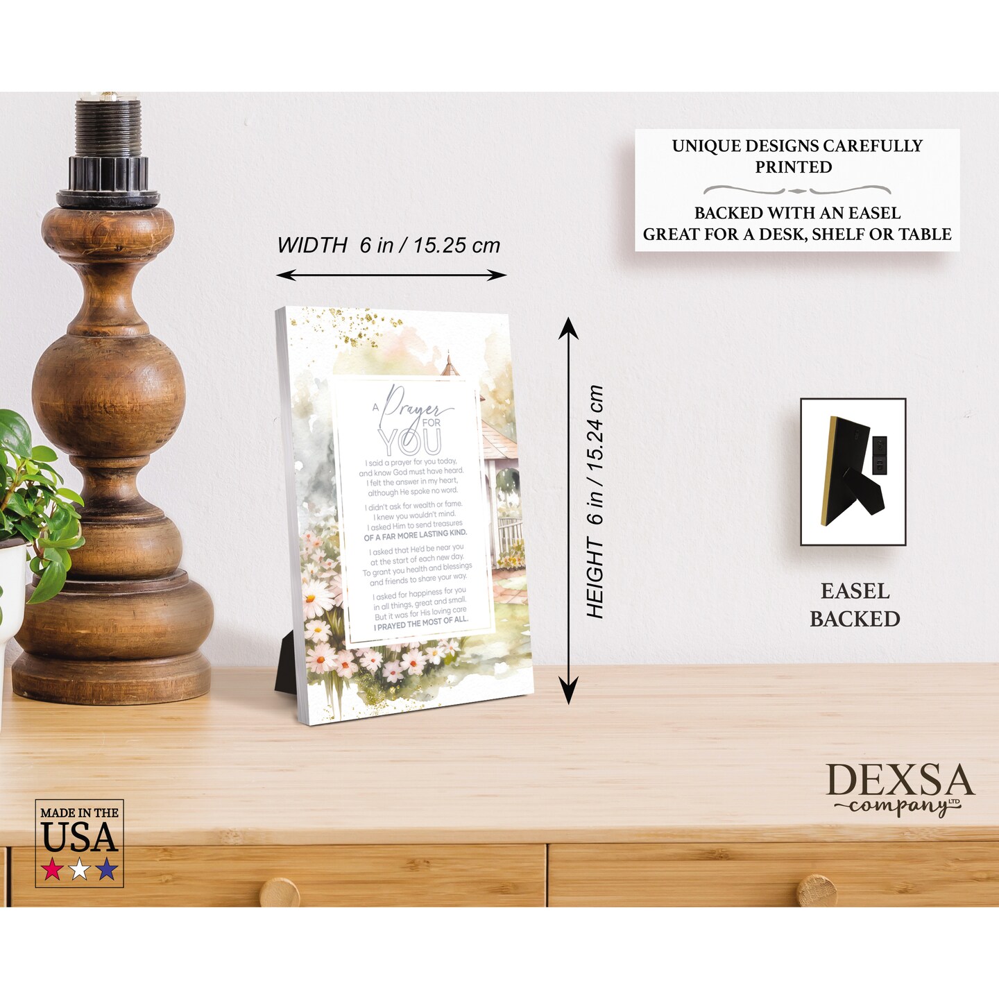 A Prayer For You Wood Plaque with Easel and Hook Wall Tabletop Art - 6 inches x 9 inches