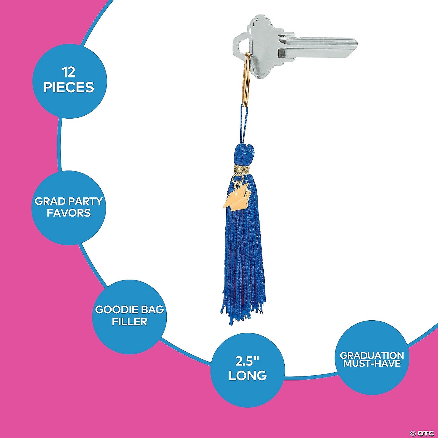 Graduation Blue Tassel Nylon Keychains with Hat Charm | MINA&#xAE;