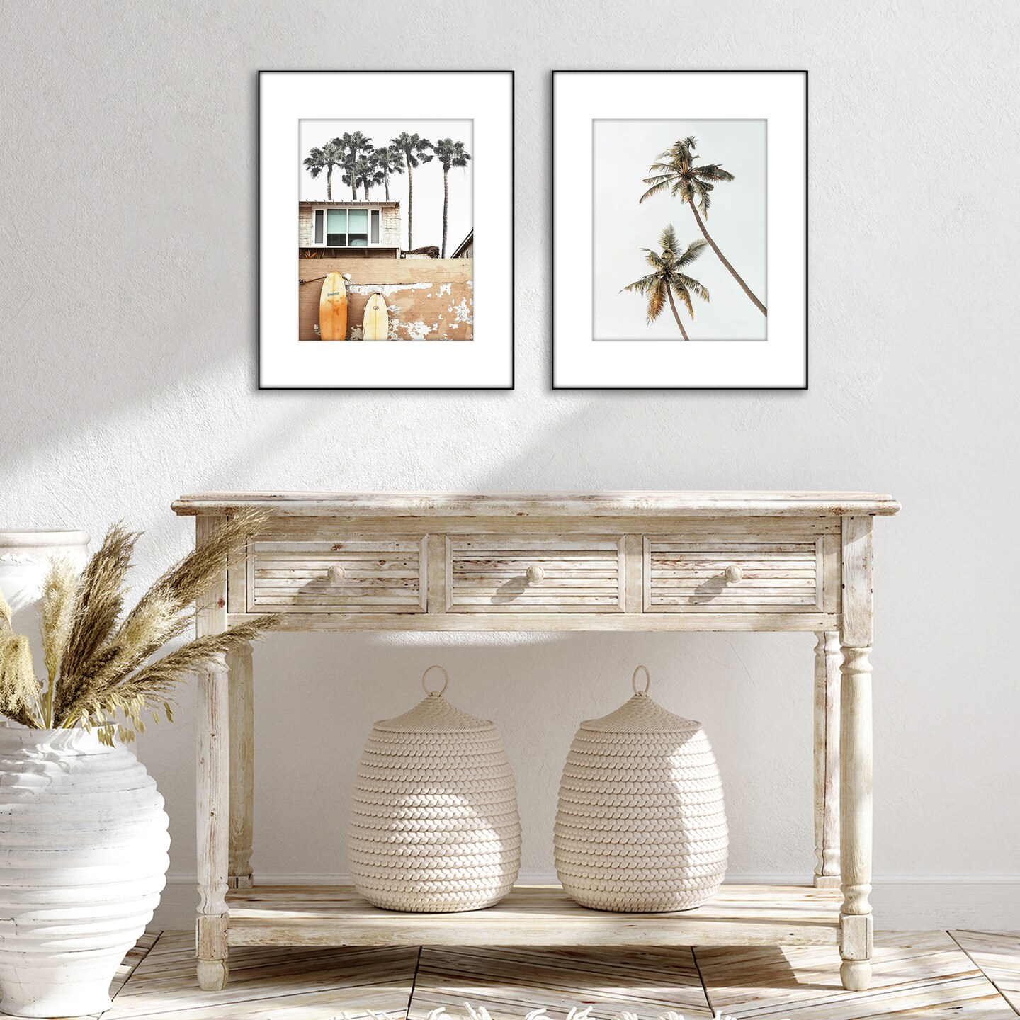 Americanflat 16x20 Front Loading Picture Frames - Set of 2 - 11x14 with Mat or 16x20 without Mat - Slim Photo Frame - Thin Border Photo Frame - Shatter Resistant Glass - Hanging Hardware - Black