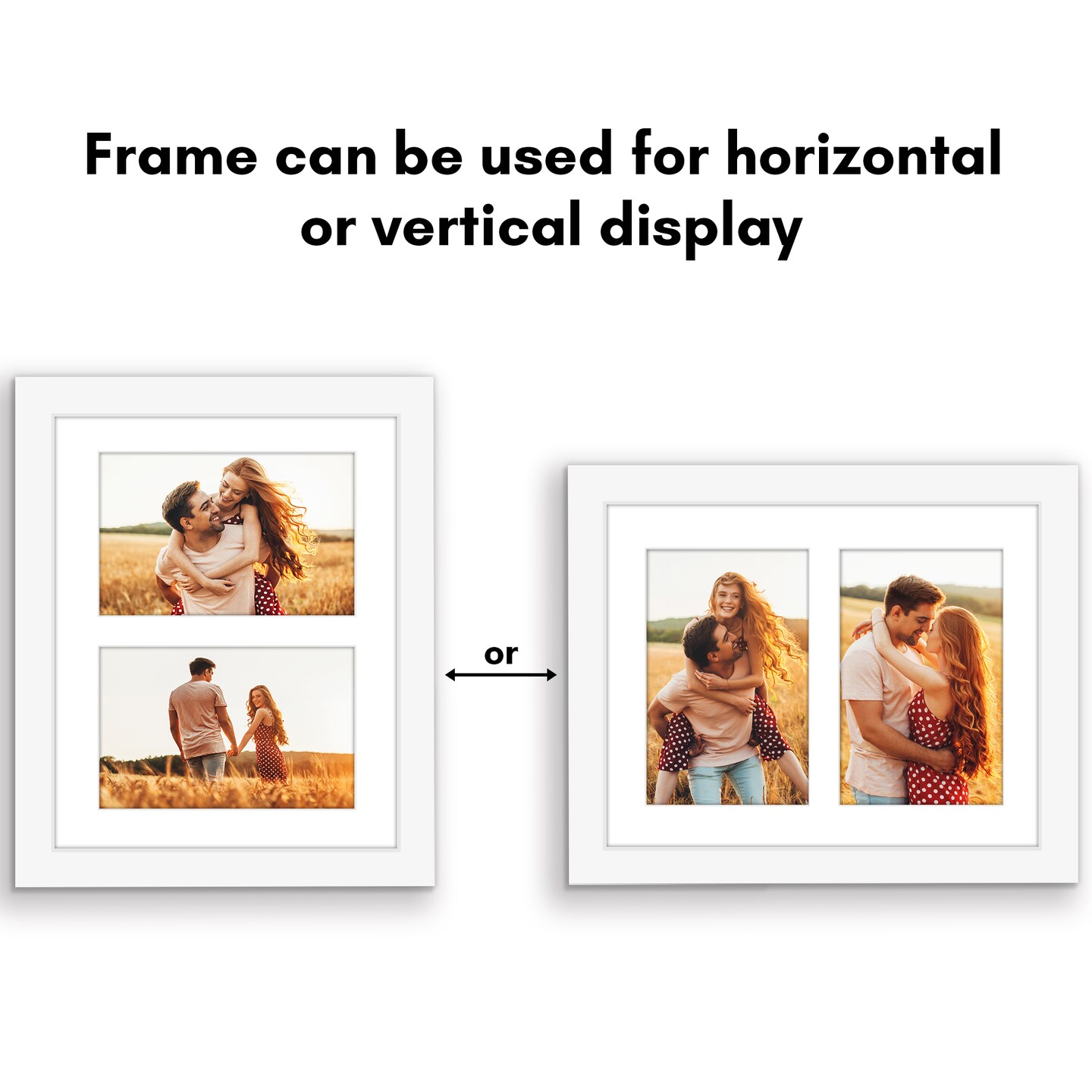 Americanflat 8x10 Double Picture Frame - Displays Two 4x6 Photos or Artwork - Shatter Resistant Glass - Adjustable Hardware for Horizontal or Verticle Display - Includes Easel